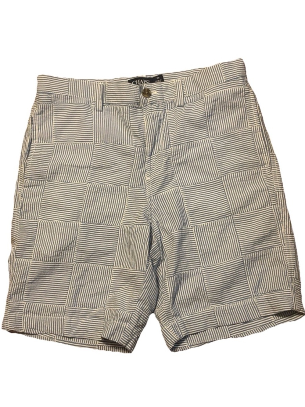 Chaps Men's Blue and White Patchwork Seersucker Shorts